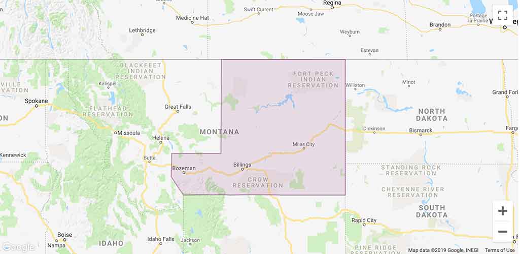 Lyft Eastern-Montana Area Coverage map