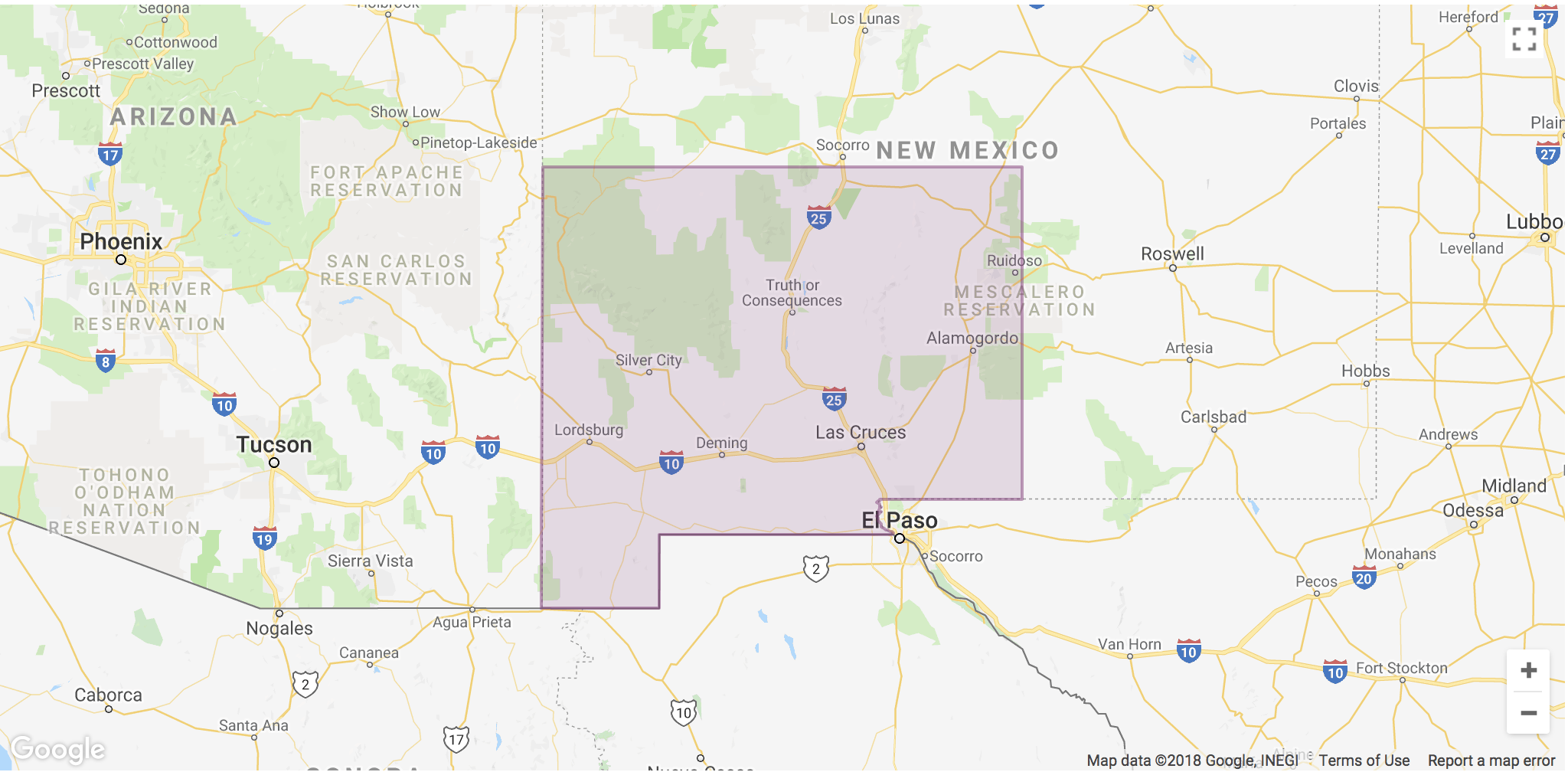 Lyft Las Cruces Area Coverage map