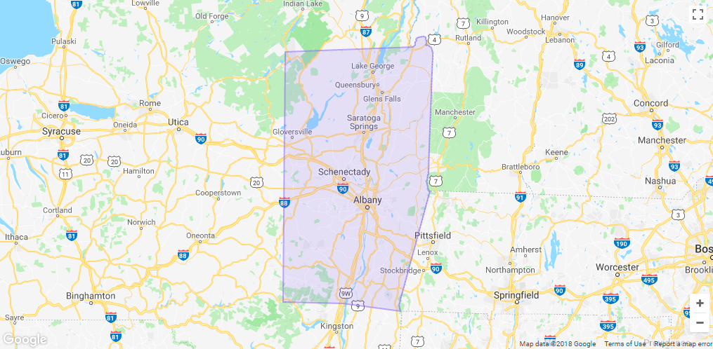 Lyft Albany Area Coverage map